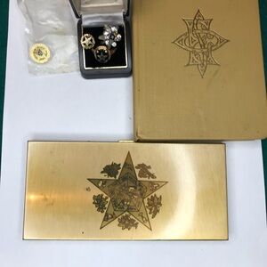 Order of the eastern star lot 10k gold Ring 2.5 grams cigarette case book pins
